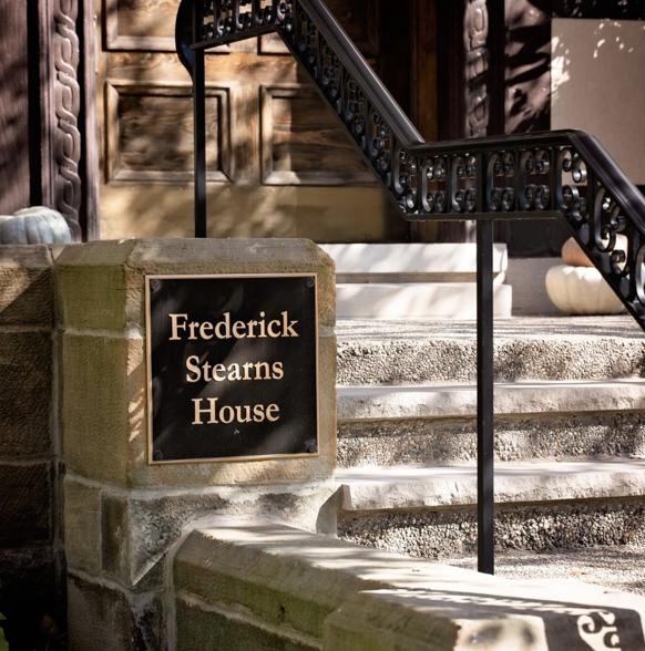 Steps with a sign at Frederick K Stearn's House in Detroit